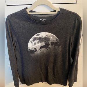 Old Navy Christmas night T-shirt gray knit material size Large 10/12